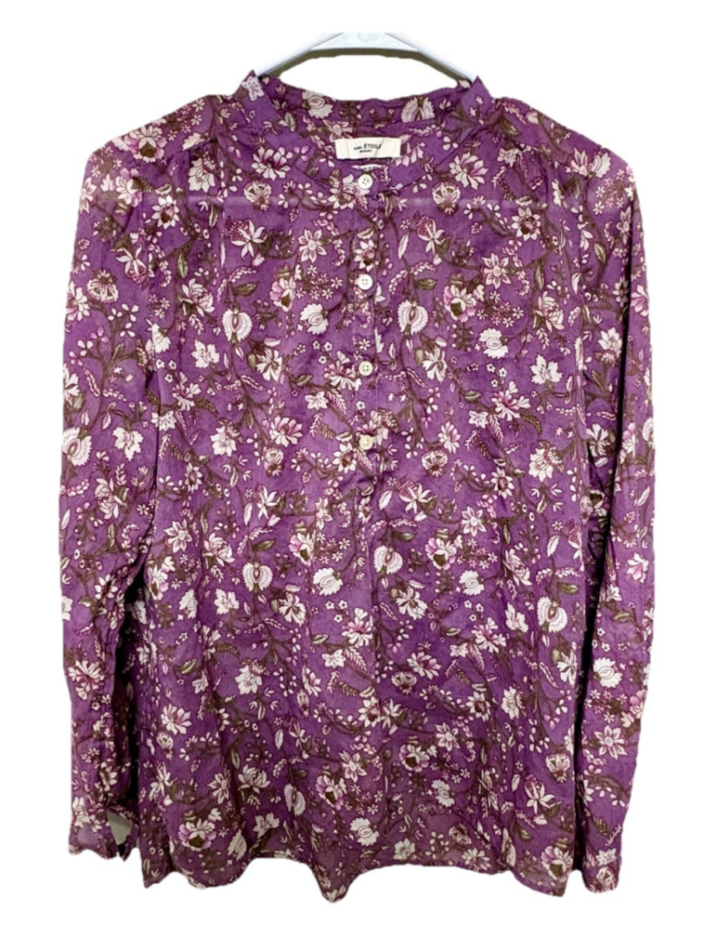Isabel Marant Floral Lightweight Cotton Blouse Purple Boho Romantic Sz 40 Medium